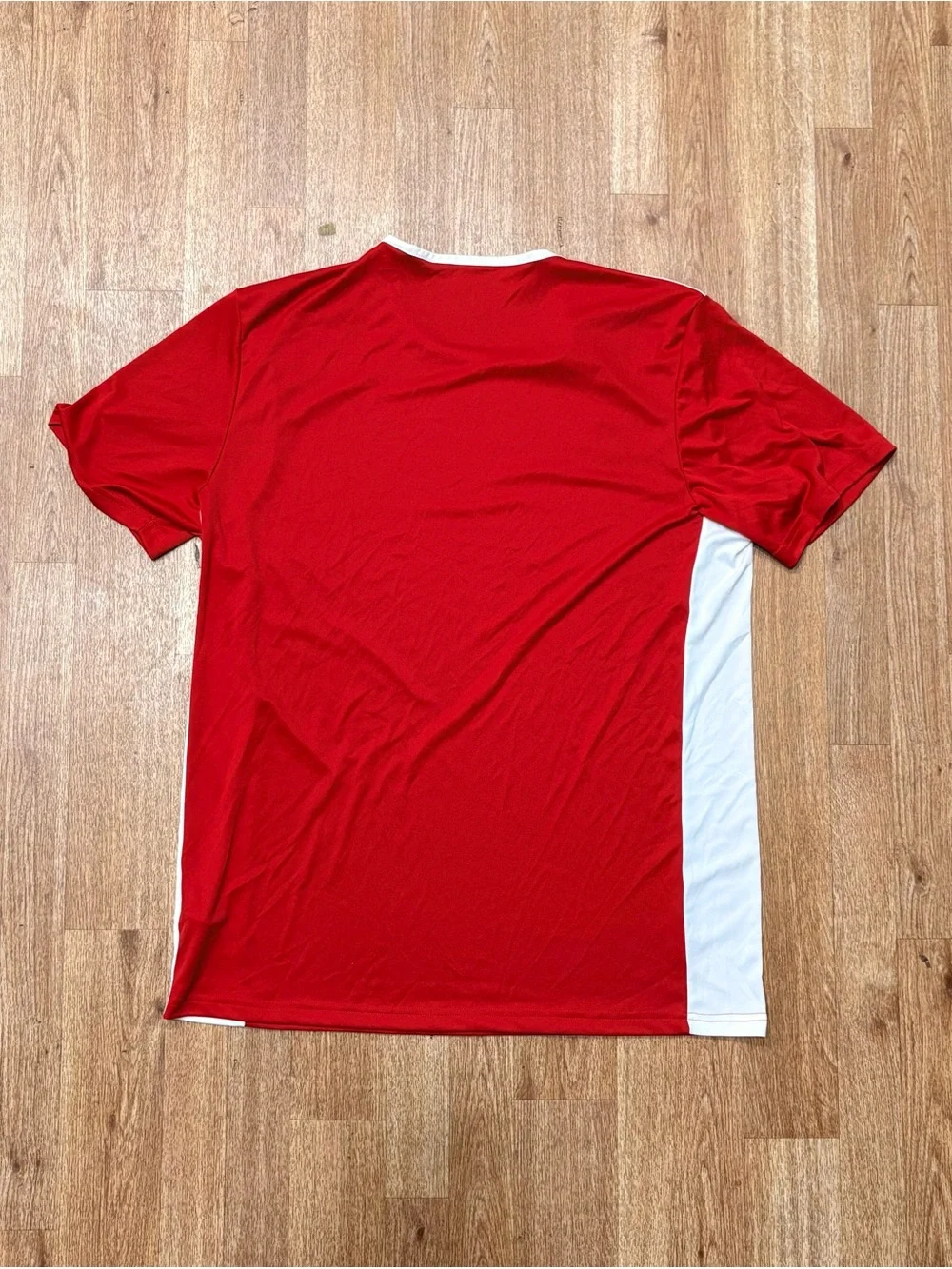 Adidas Men’s Red and White Short-Sleeve Soccer Jersey